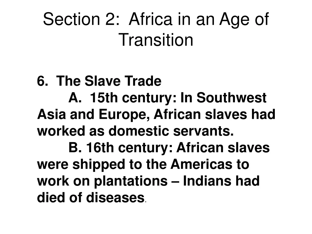 section 2 africa in an age of transition