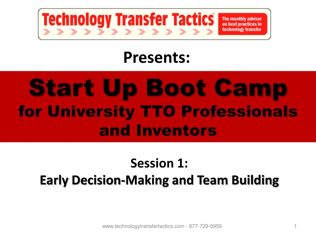 start up boot camp for university tto professionals and inventors