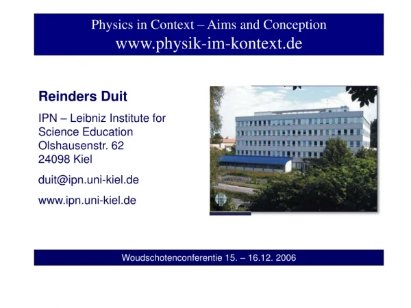 Physics in Context – Aims and Conception physik-im-kontext.de