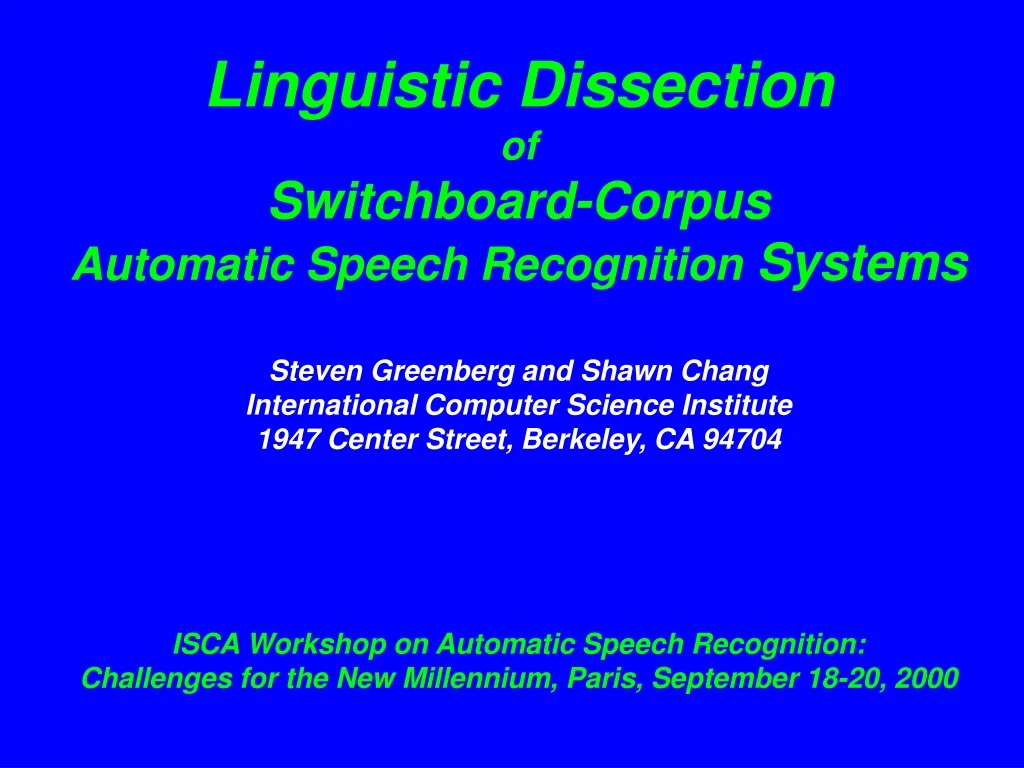 linguistic dissection of switchboard corpus