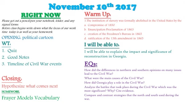 November 10 th  2017