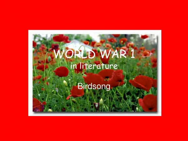 WORLD WAR 1 in literature