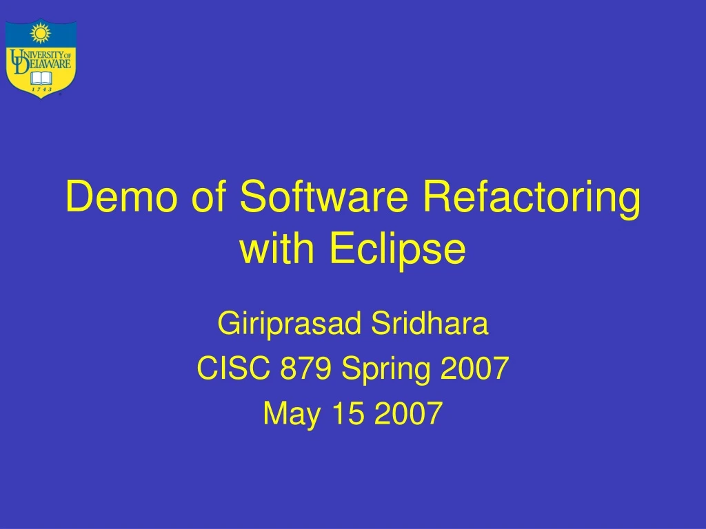 demo of software refactoring with eclipse