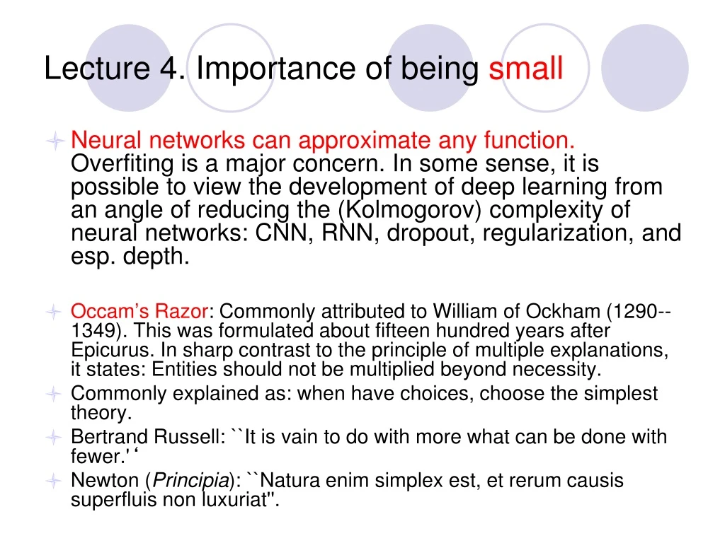 lecture 4 importance of being small