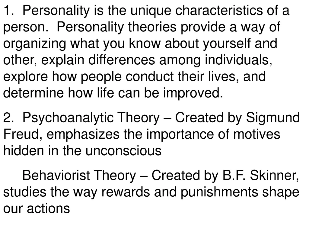 1 personality is the unique characteristics