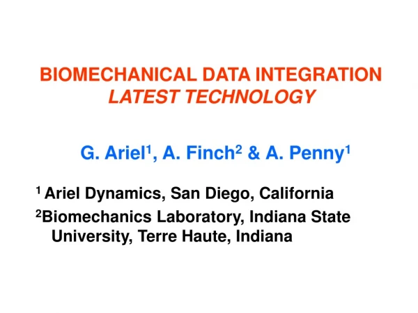 BIOMECHANICAL DATA INTEGRATION   LATEST TECHNOLOGY