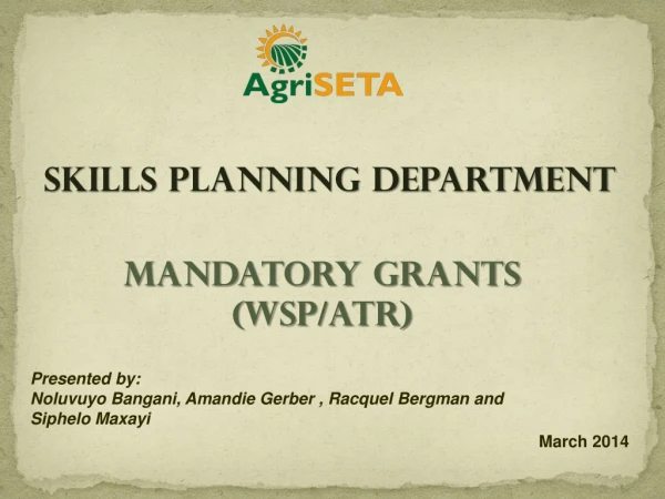 Mandatory Grants (WSP/ATR)