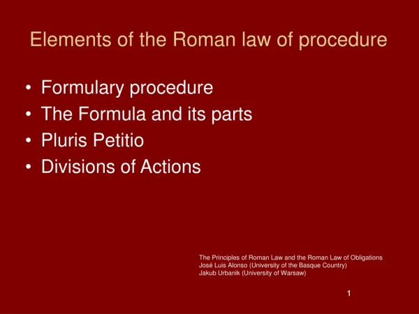 Elements of the Roman law of procedure