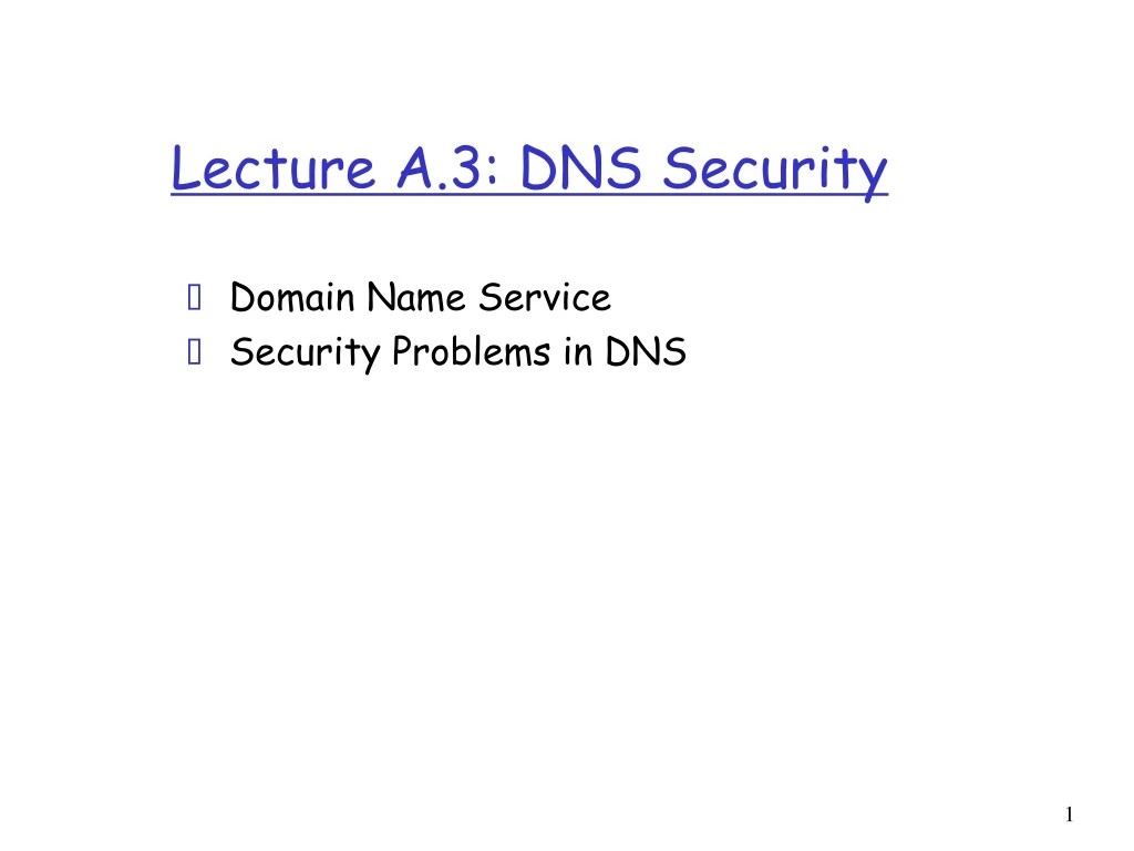 lecture a 3 dns security
