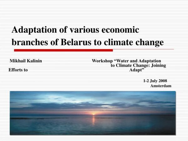 Adaptation of various economic branches of Belarus to climate change