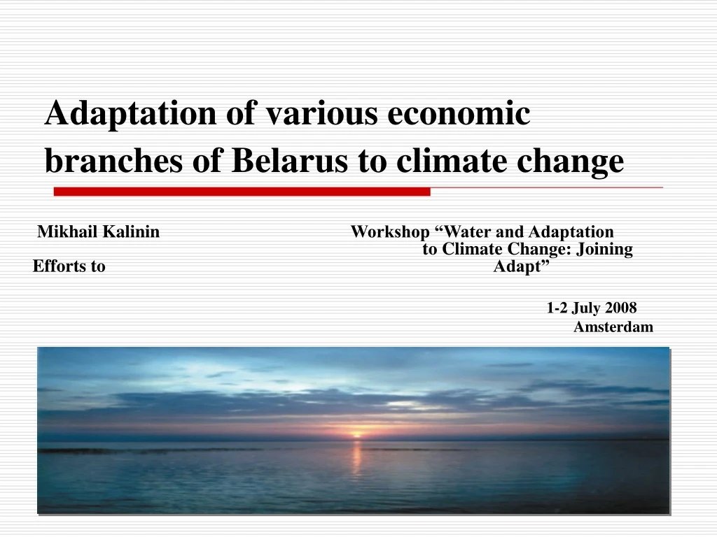 adaptation of various economic branches of belarus to climate change