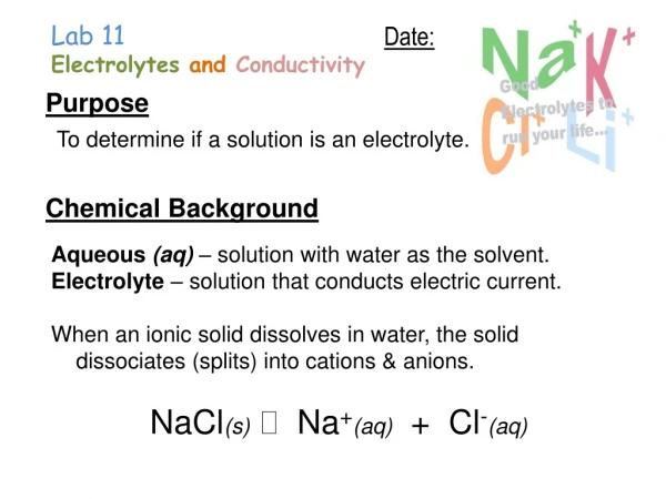 Lab 11 Electrolytes  and Conductivity