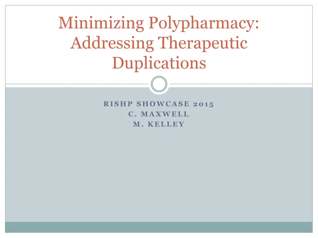 minimizing polypharmacy addressing therapeutic duplications