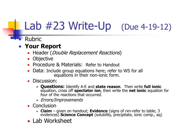 Lab #23 Write-Up    (Due 4-19-12)
