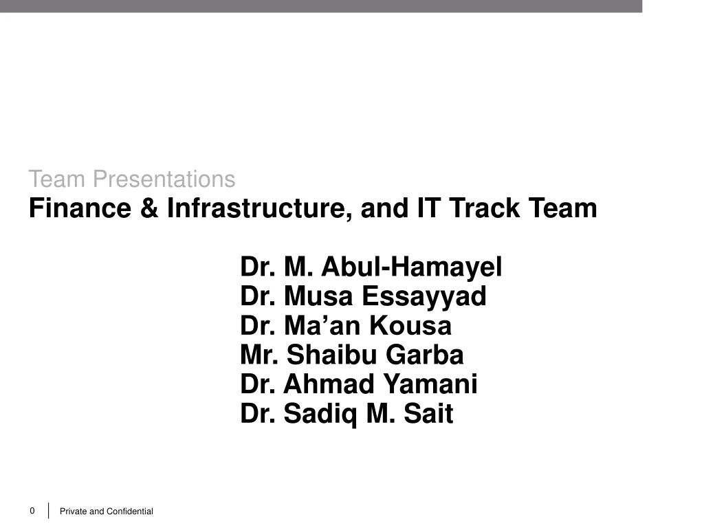 team presentations finance infrastructure