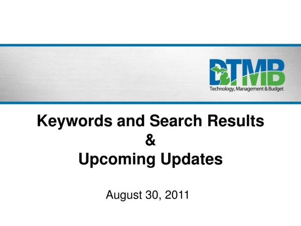 Keywords and Search Results &amp; Upcoming Updates