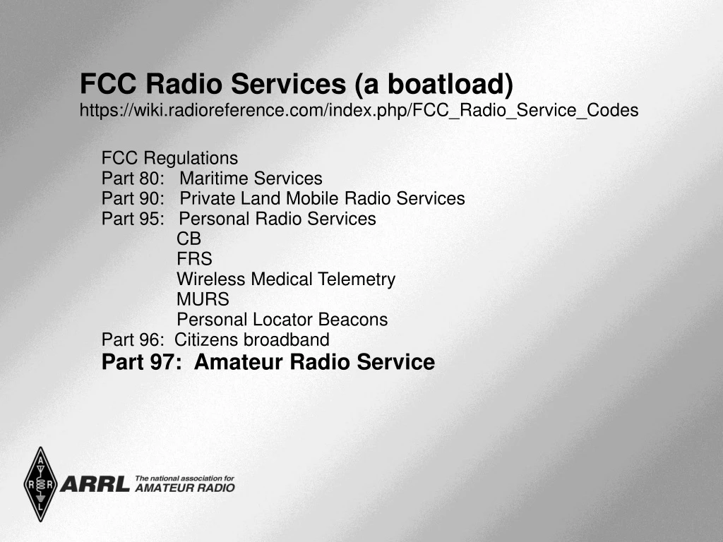 fcc radio services a boatload https wiki
