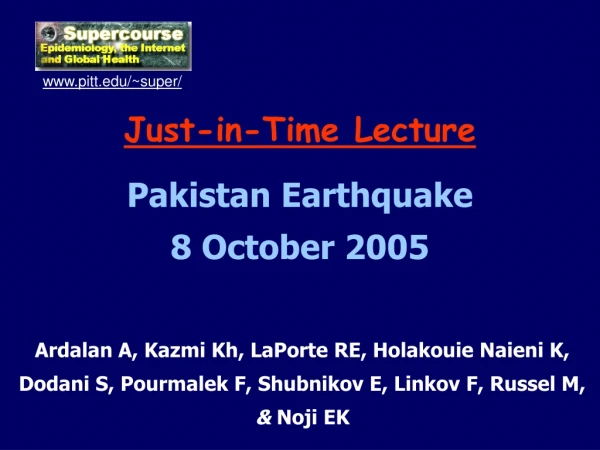 Just-in-Time Lecture Pakistan Earthquake 8 October 2005