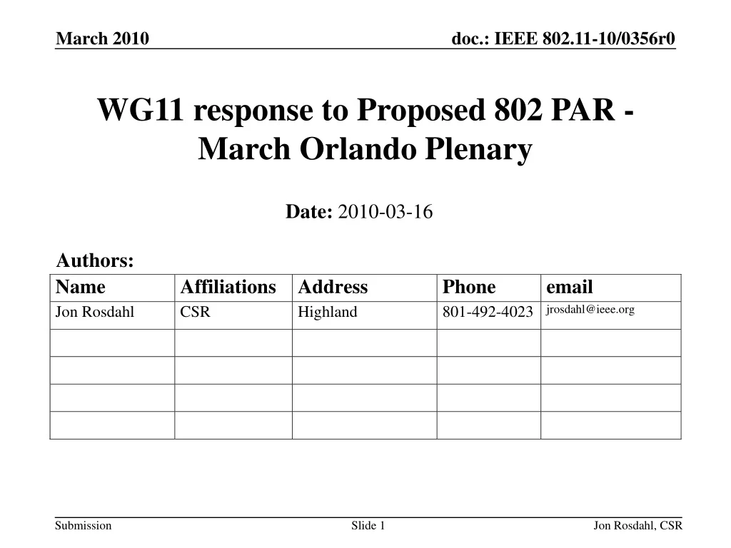 wg11 response to proposed 802 par march orlando plenary