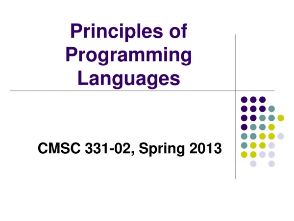 Principles of Programming Languages