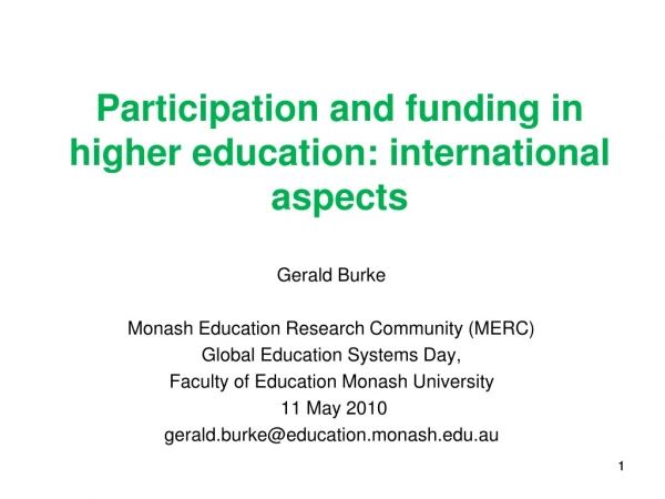 Participation and funding in higher education: international aspects