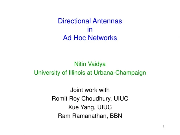 Directional Antennas in Ad Hoc Networks