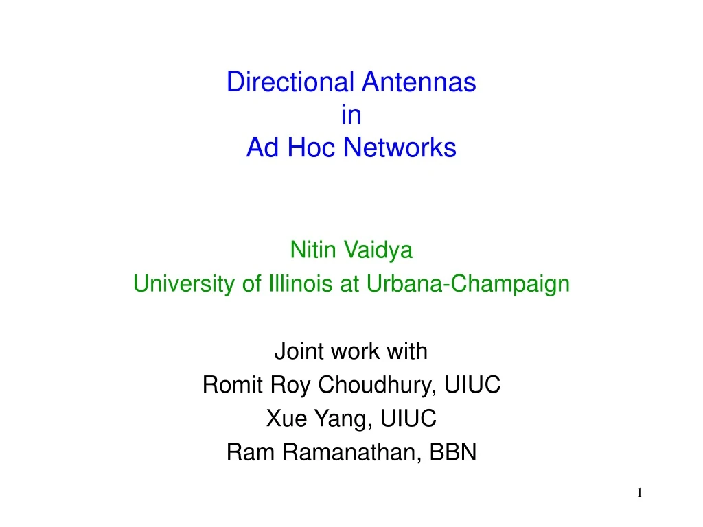 directional antennas in ad hoc networks