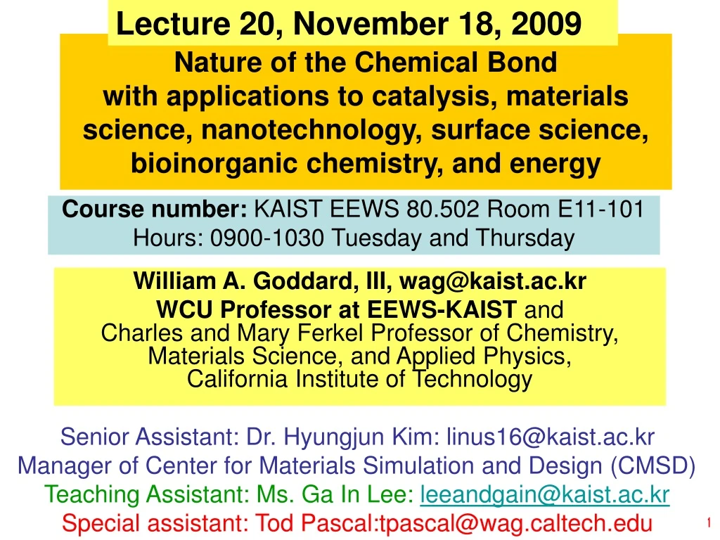 lecture 20 november 18 2009