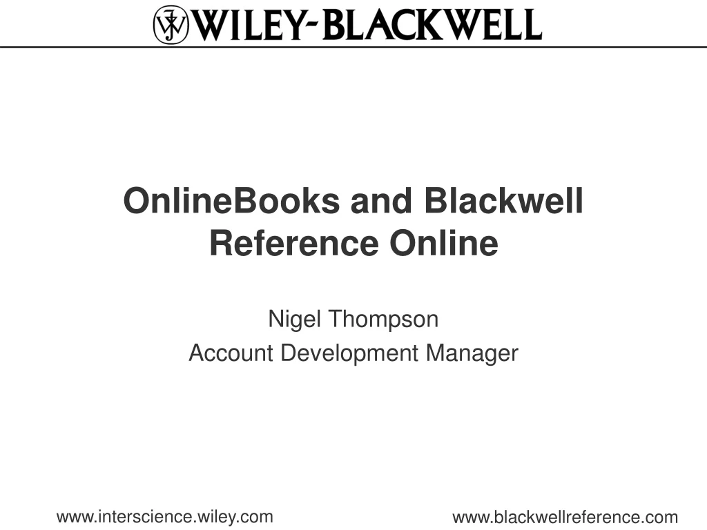onlinebooks and blackwell reference online