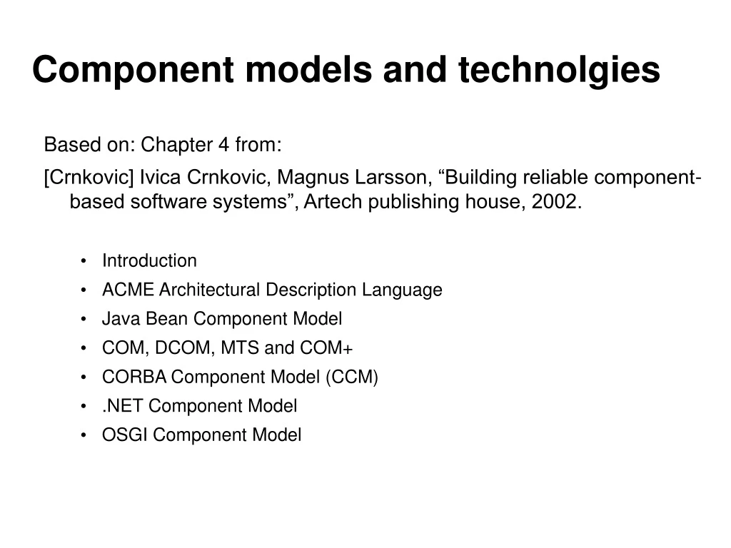 component models and technolgies