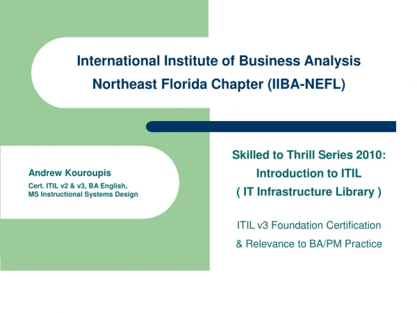 International Institute of Business Analysis  Northeast Florida Chapter (IIBA-NEFL)