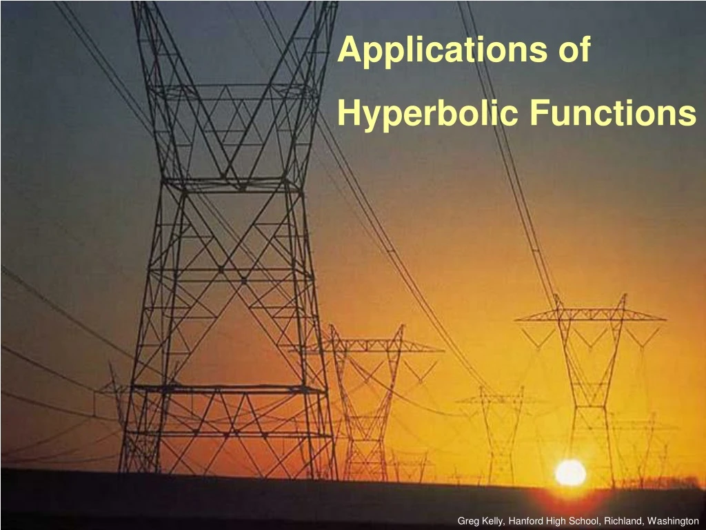 applications of hyperbolic functions