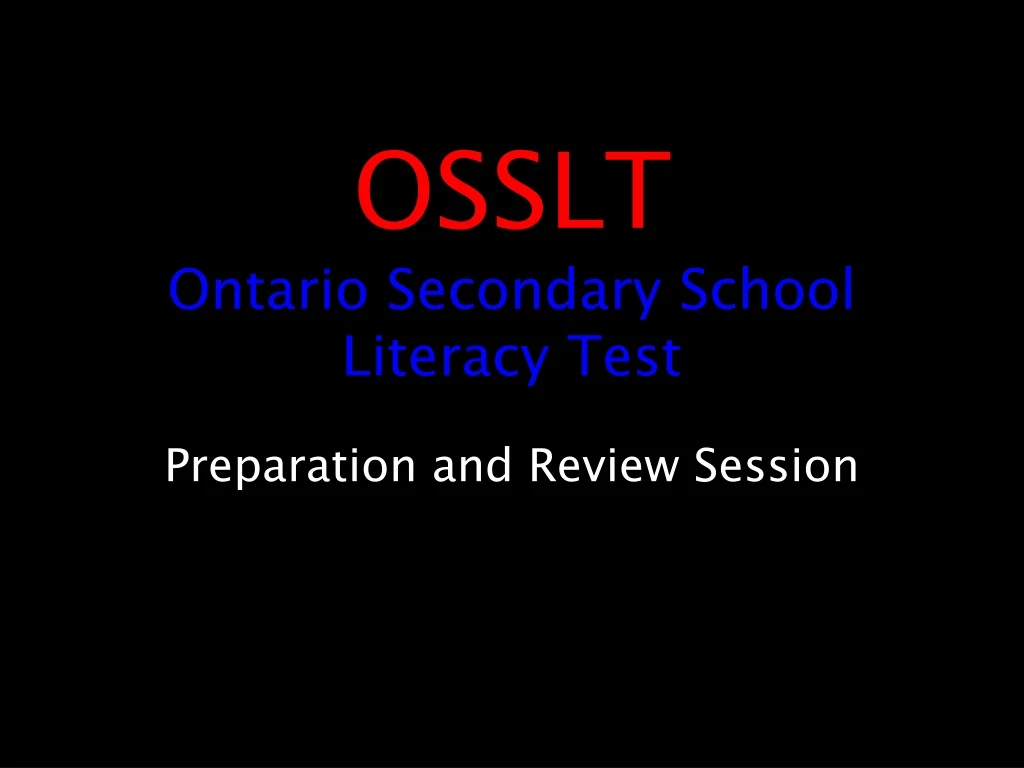 osslt ontario secondary school literacy test
