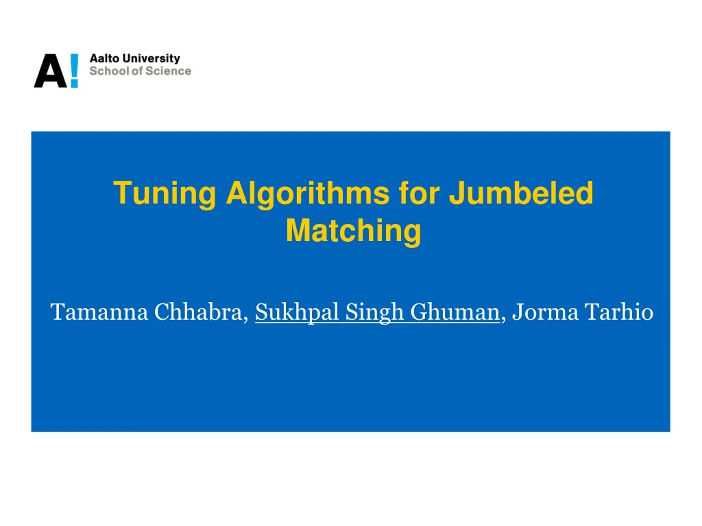 tuning algorithms for jumbeled matching