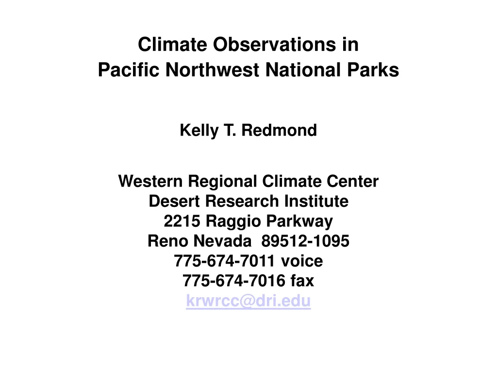 climate observations in pacific northwest
