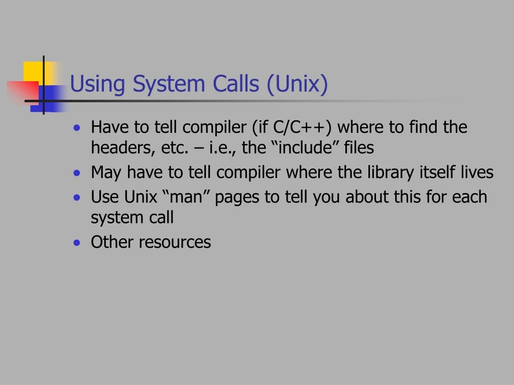 using system calls unix