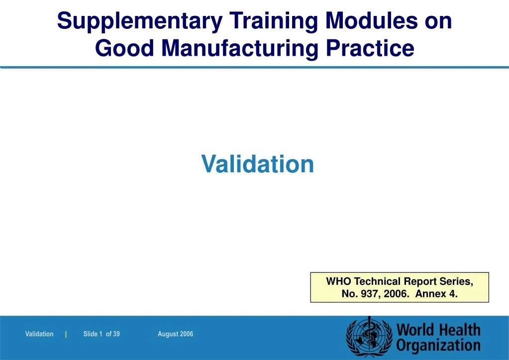 supplementary training modules on good