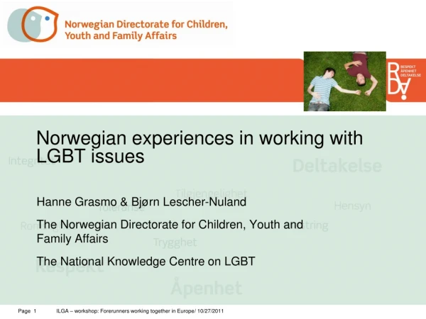 Norwegian experiences in working with LGBT issues