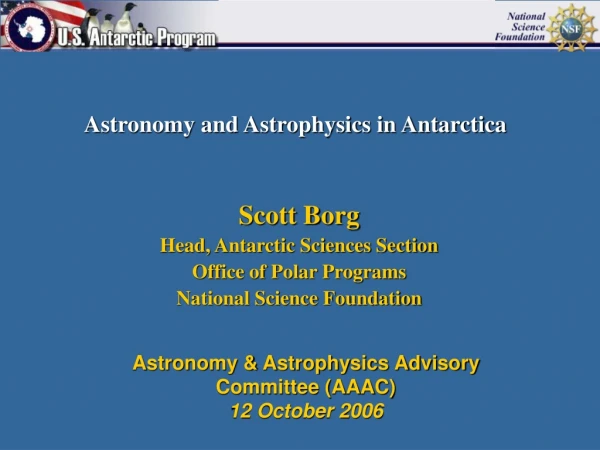 Astronomy &amp; Astrophysics Advisory Committee (AAAC) 12 October 2006