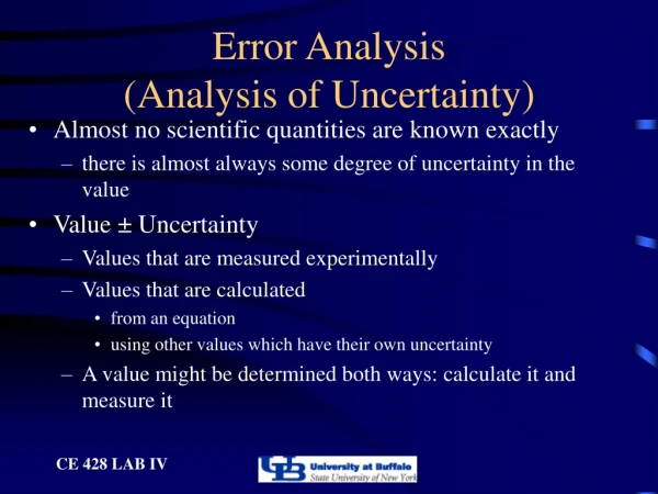 Error Analysis (Analysis of Uncertainty)