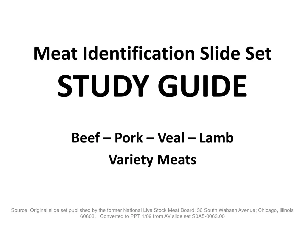 meat identification slide set study guide