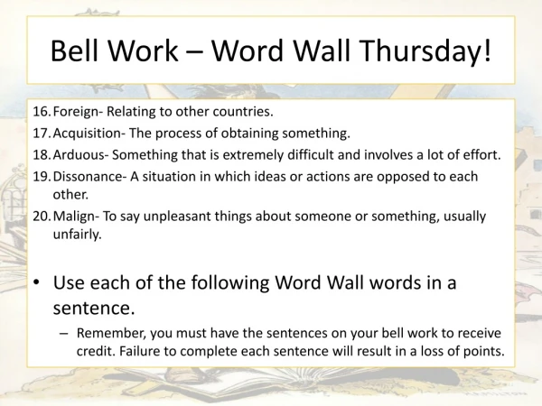 Bell Work – Word Wall Thursday!