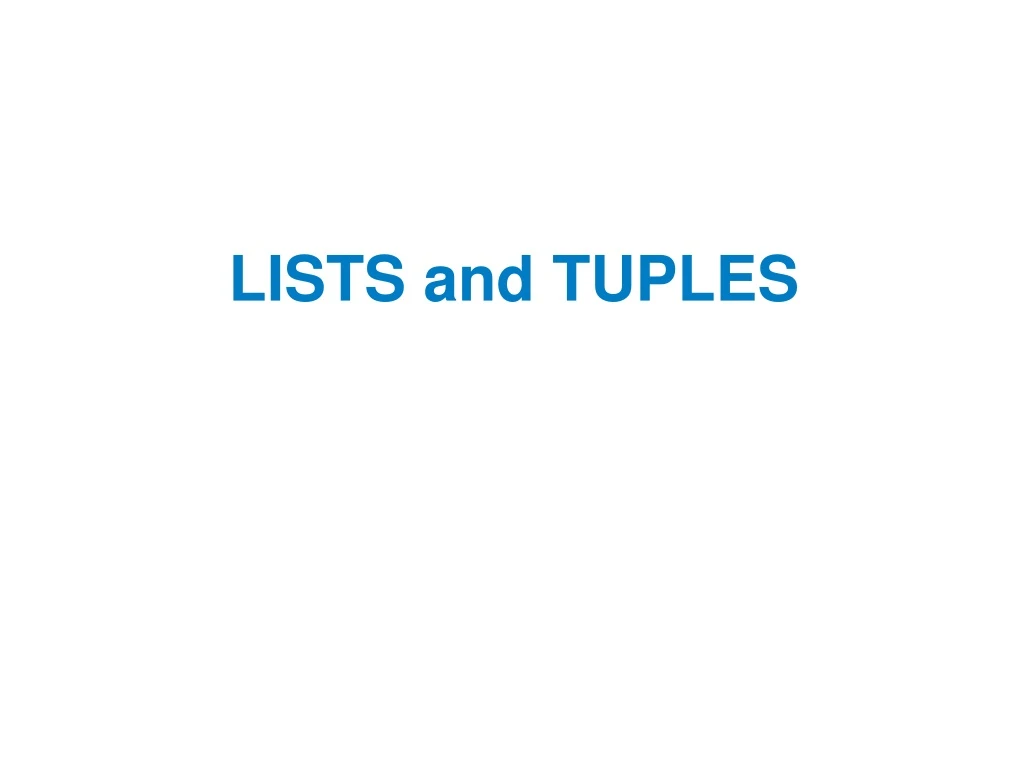 lists and tuples