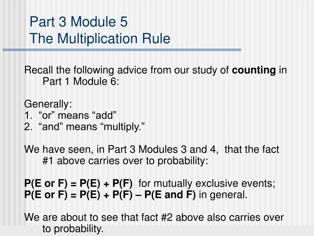 part 3 module 5 the multiplication rule