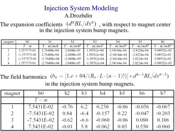 injection system modeling a drozhdin