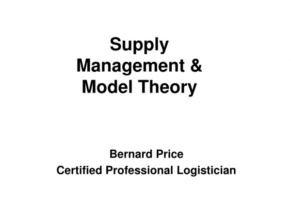 Bernard Price Certified Professional Logistician