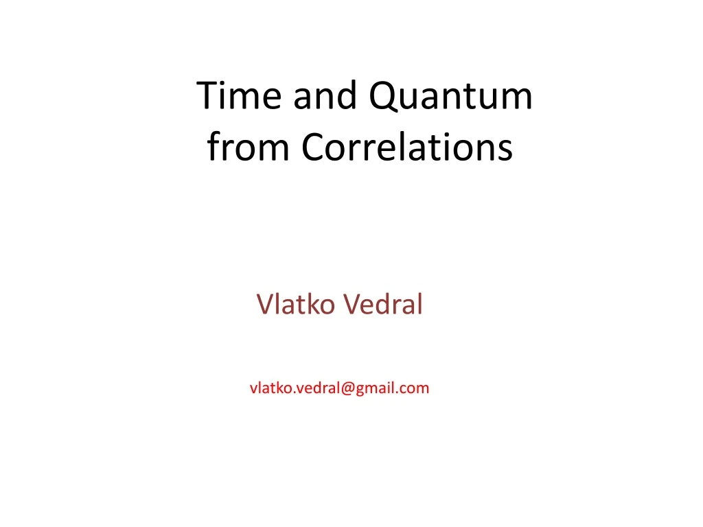 time and quantum from correlations