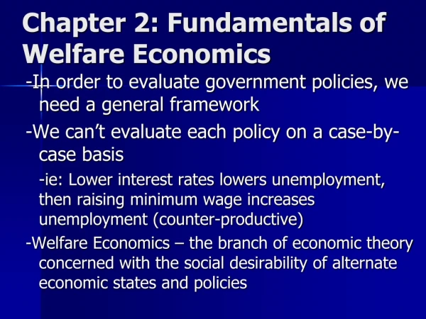 Chapter 2: Fundamentals of Welfare Economics