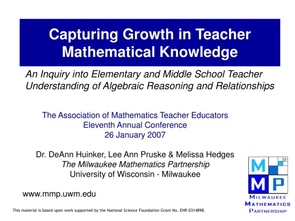 Capturing Growth in Teacher Mathematical Knowledge