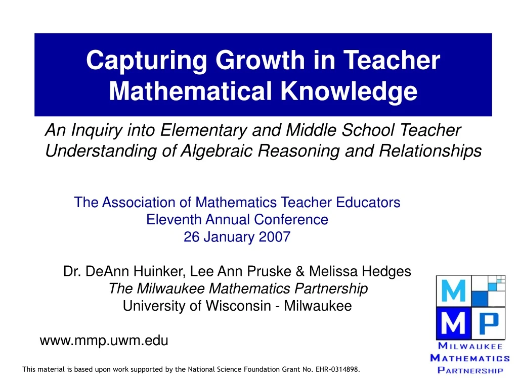 capturing growth in teacher mathematical knowledge